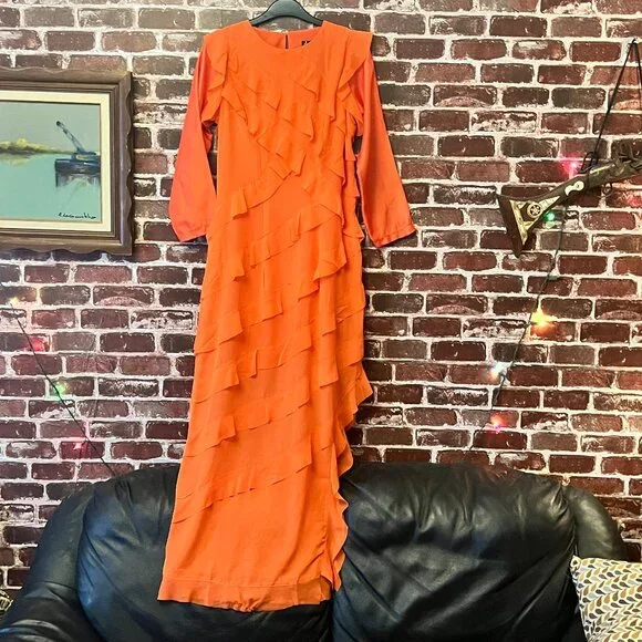 Anewsta Orange Layered Ruffle Maxi Dress - Picture 2 of 15